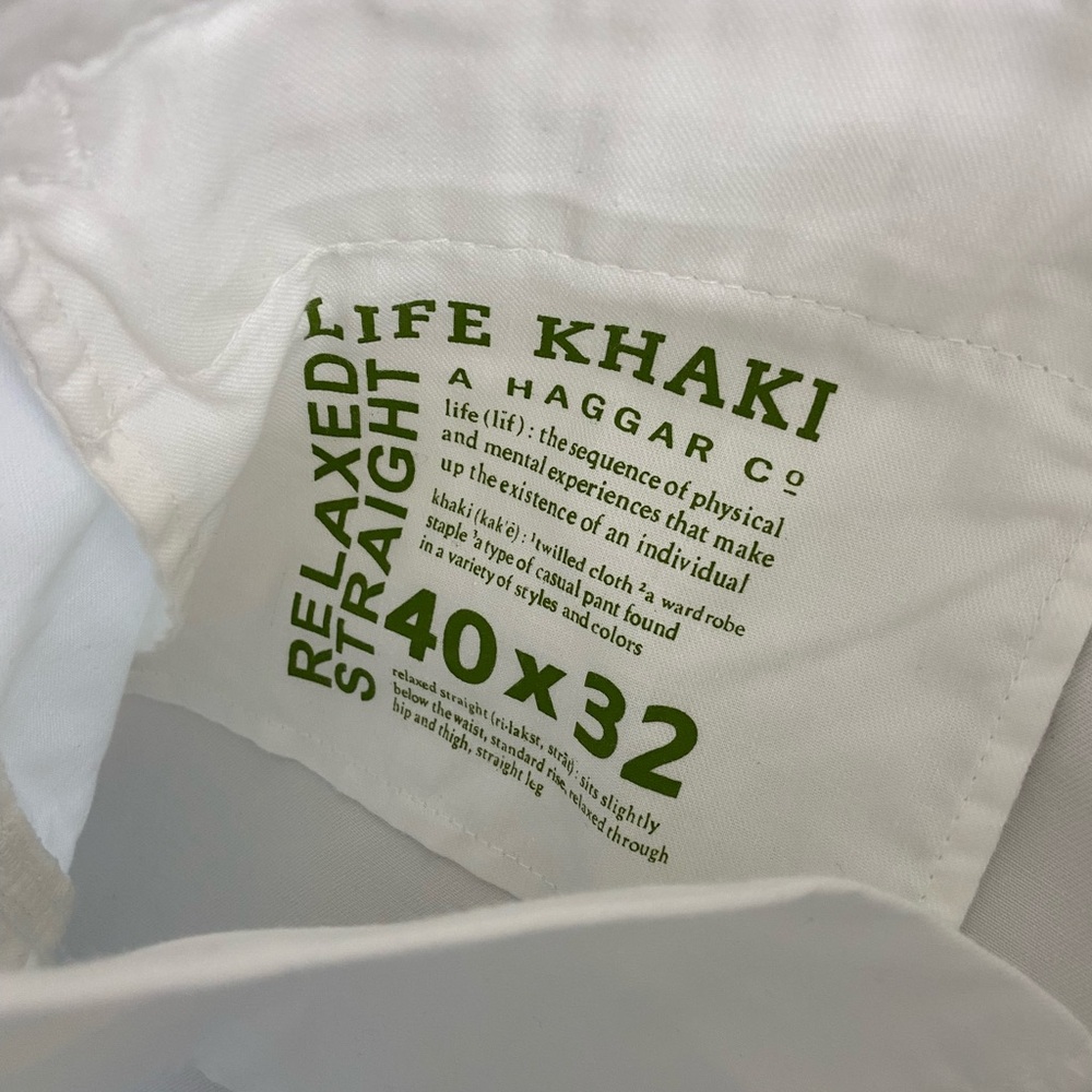 NEW Life Khaki Men’s solid white straight leg relaxed khaki casual pants‎ 40x32 - Picture 6 of 8